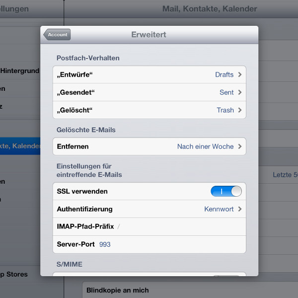 iPad mit IMAP Mail-Account verbinden